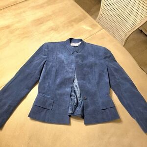 VTG Blassport by Bill Blass Blue Ultrasuede Blazer Jacket - Size 6 (Fits XS)